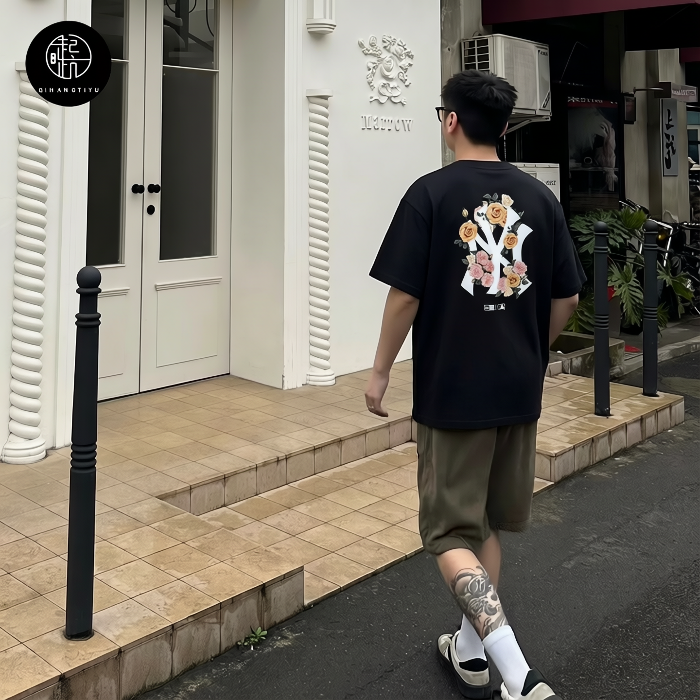 NEW ERA MLB纽约洋基队男女花卉徽标印花宽松圆领短袖T恤14179171