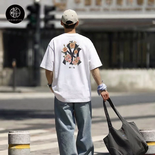 NEW ERA MLB纽约洋基队男女花卉徽标印花宽松圆领短袖T恤14179169