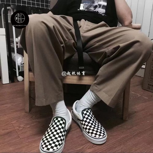 Vans范斯Slip-on日版棋盘格一脚蹬运动透气休闲滑板鞋466091-0001