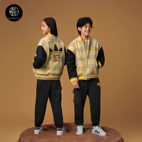 Adidas originals x 迪士尼联名款宽松拼接保暖棒球服JC6818
