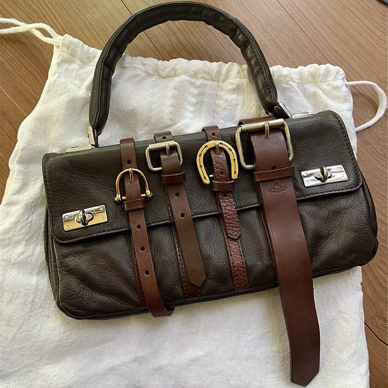 2026新款复古机车皮带扣手提包斜挎包百搭质感金属扣女包包个性潮