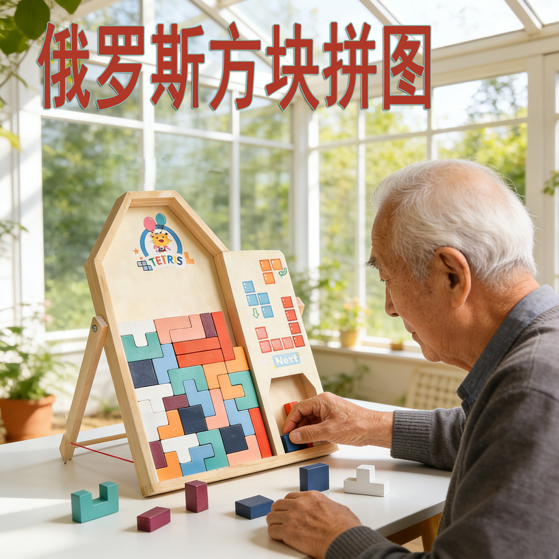 老人解闷智力趣味真人立体俄罗斯方块积木游戏拼图老年人益智玩具