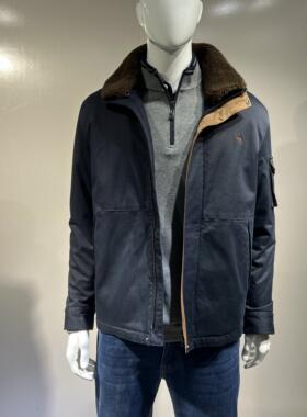 威鹏25新款男中长冬季纯商务款夹棉便服休闲羽绒外套A64037