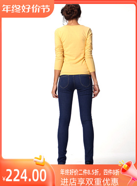 ERQ春秋款女式时尚经典修身显瘦百搭弹力中腰小脚牛仔长裤903016