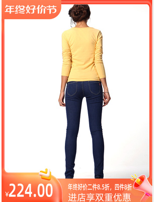 ERQ春秋款女式时尚经典修身显瘦百搭弹力中腰小脚牛仔长裤903016