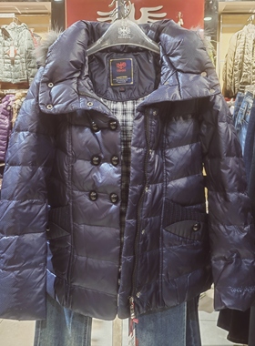 宝蓝色常规冬季威鹏反季女羽绒短款鸭绒外套328502 328510