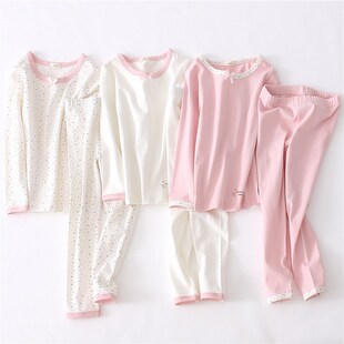 纯棉女童衬衣衬裤 中大童内衣儿童线衣线裤 全棉莫代尔薄款 秋衣秋裤