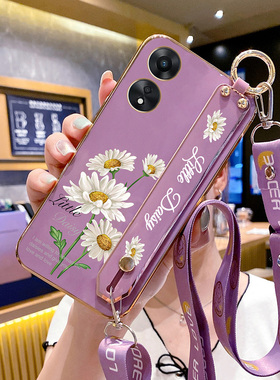 oppoA58手机壳oppoA58保护硅胶套5G小雏菊腕带opa防摔软壳oppa小清新斜跨opopa小众仙女oopoa挂绳ins时尚新款