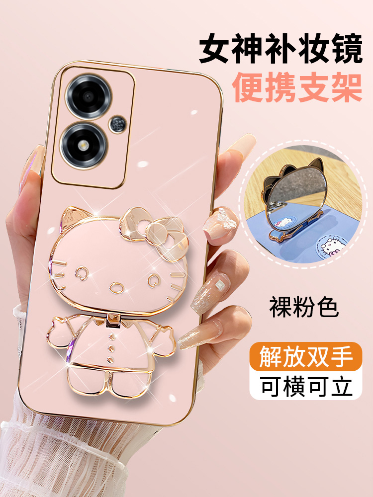 OPPOA2m硅胶套可爱立体猫带镜子