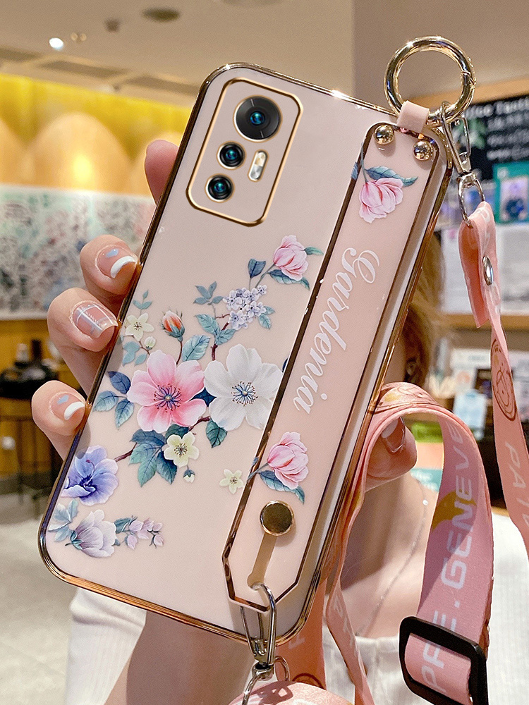 小米12青春版硅胶套唯美花朵腕带