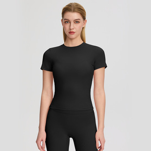 LL女夏云感瑜伽短袖 透气速干户外跑步t恤健身上衣