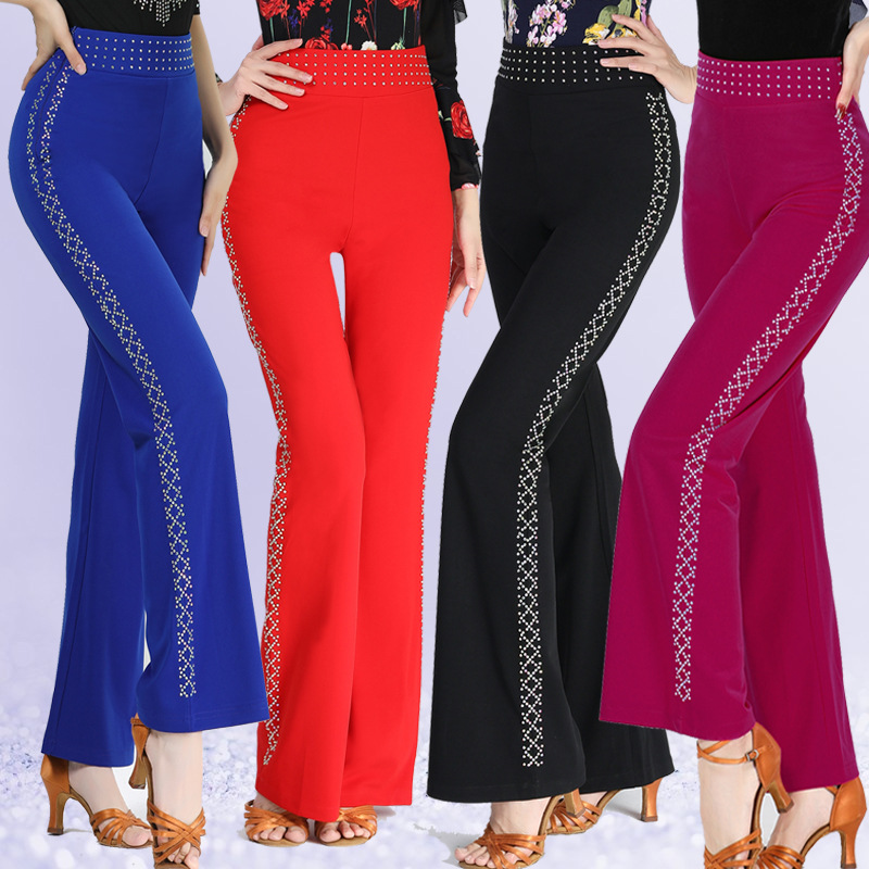 森林骑士高腰烫钻长裤女跳舞裤子