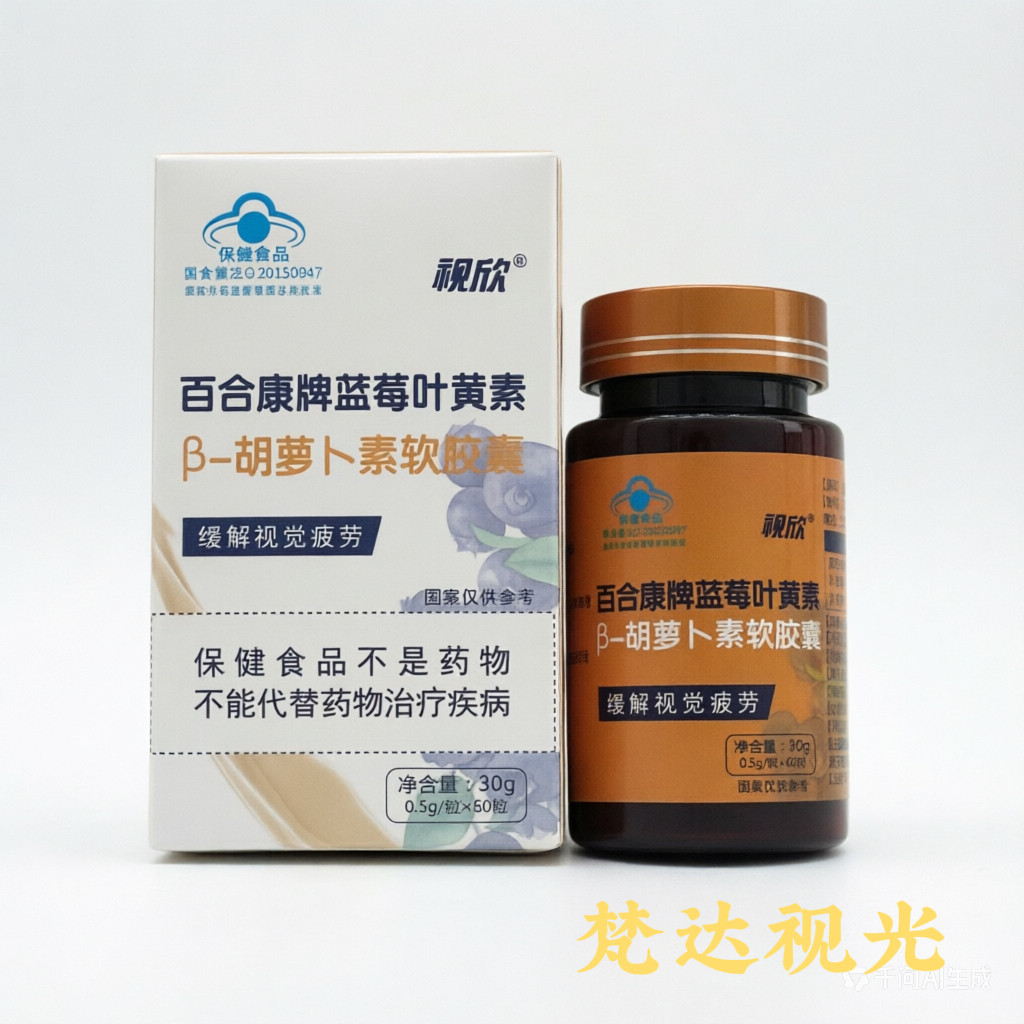 (发三盒）视欣百合康牌蓝莓叶黄素酯B-胡萝卜素软胶囊60粒/盒