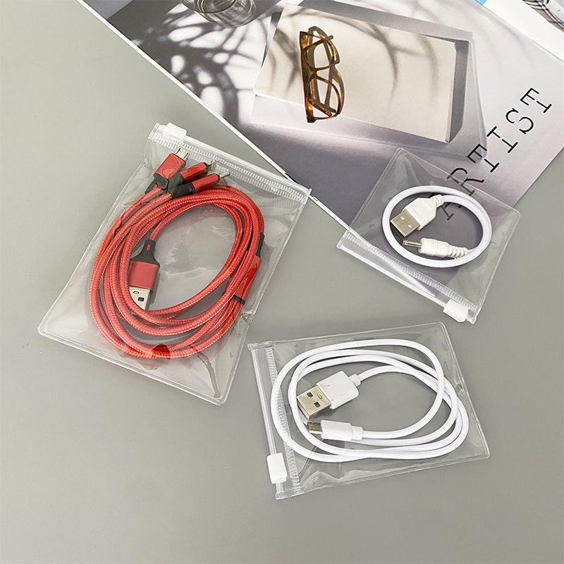 拉链数据线透明袋耳机线收纳整理