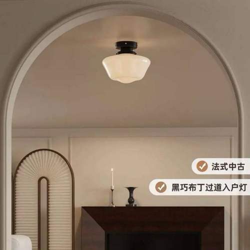 黑巧布丁法式奶油入户玄关走廊过道中古氛围阳台小房间吸顶灯护眼