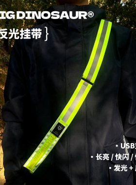 LED发光肩带可调节反光条夜跑骑行安全警示USB充电双边闪光带户外