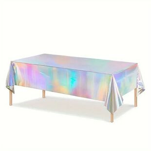 Disposable Shimmering Laser Rainbow Tablecloth Aluminum Film