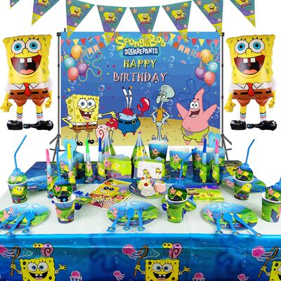 Cartoon Sponge-Bob Party Supplies Tableware Happy Birthday D