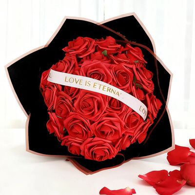 Red Rose Artificial Flowers DIY Bouquets 25PCS Set PE Roses