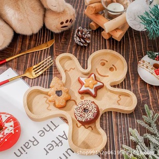 Christmas Bamboo Gingerbread Tray Kitchen Bamboo Cooked Food