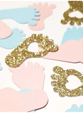 Pink Blue Gold Baby Footprint Confetti Baby Shower Gender Re