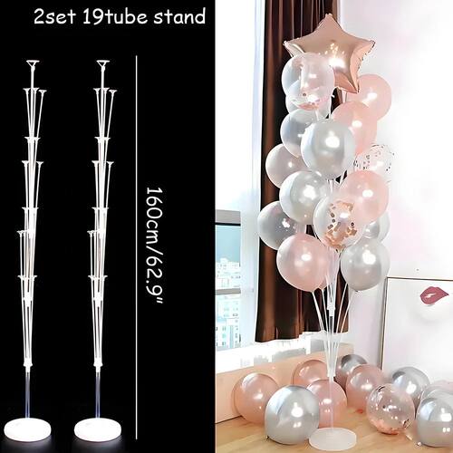 Runtow 2 sets Balloon Stand with Base, Balloon Column Stand