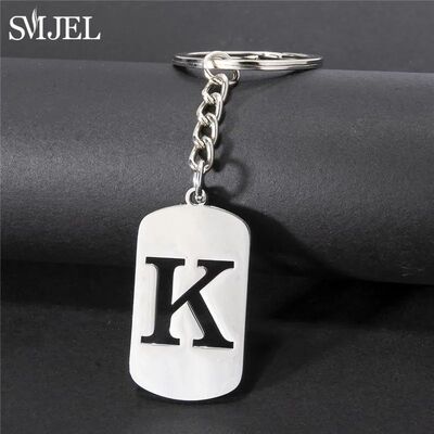 Cool Stainless Steel A-Z Letters Keychain Men Wallet Charms