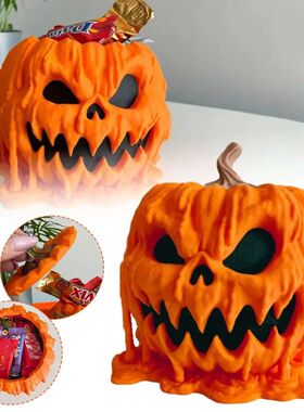 Halloween Pumpkin Snack Bowl Melting Skull Serving Bowl With