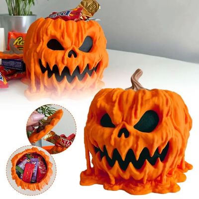 Halloween Pumpkin Snack Bowl Melting Skull Serving Bowl With