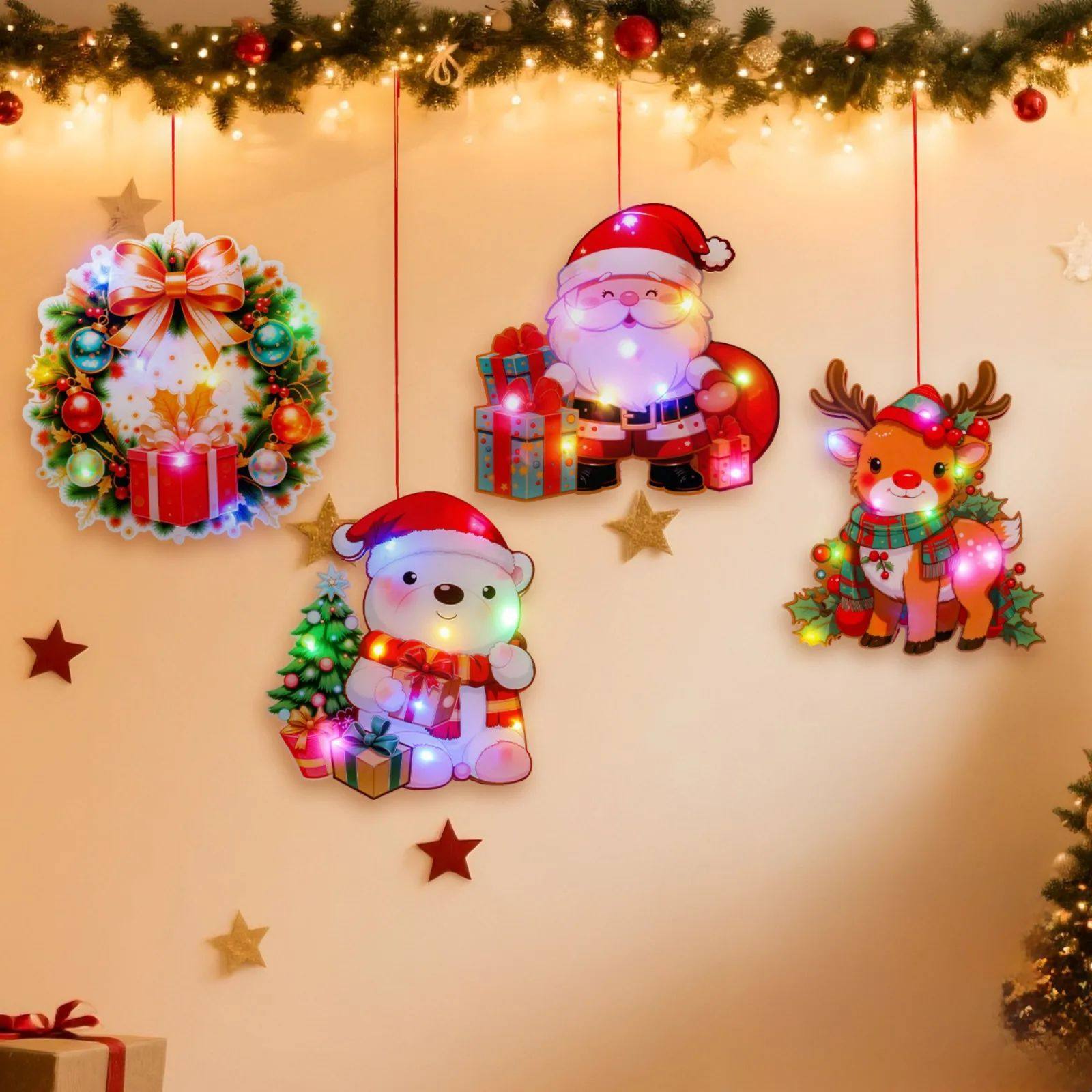 Luminous Door Hanging Decorations Christmas Home Diy Colorfu