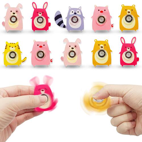 6PCS Fingertip Gyro Toy Creative Acrylic Animal Cat Dog Fox