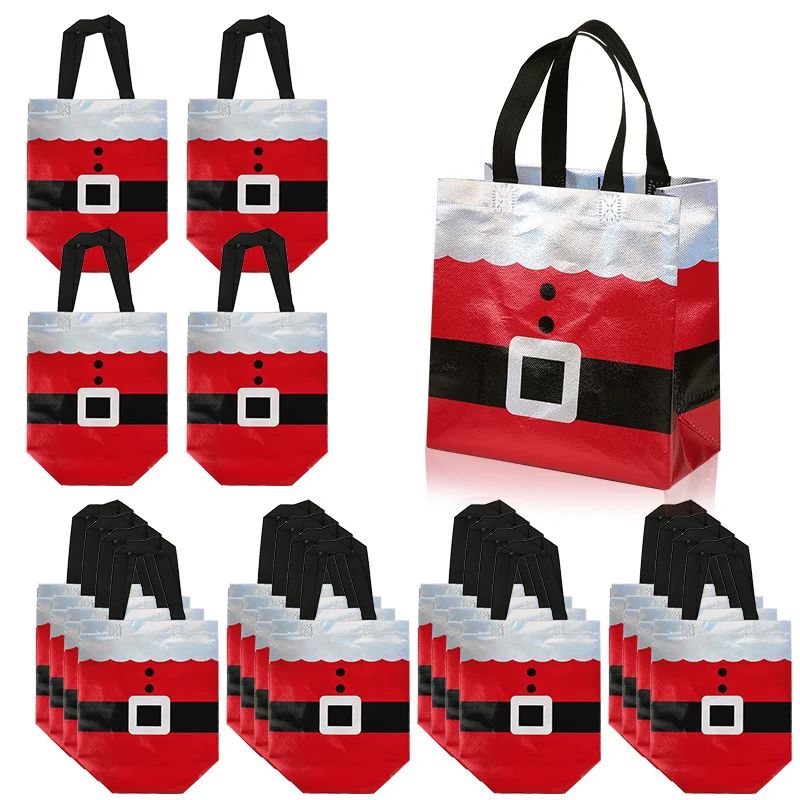 5/10Pcs Christmas Gift Bags Santa Claus Non-Woven Candy Tote