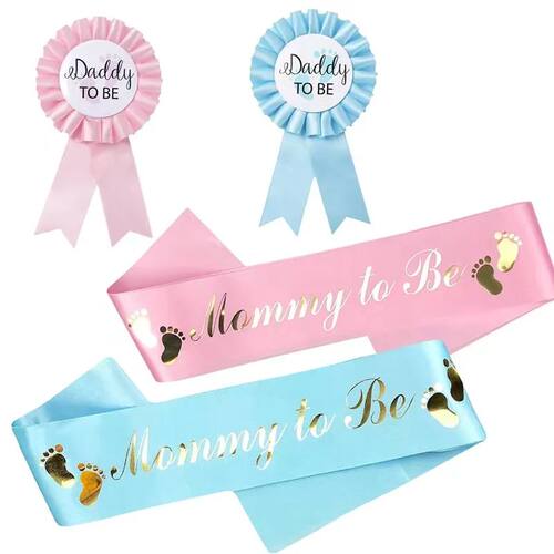 Baby Shower Mom To Be Sash And Tinplate Badge Daddy To Be Co