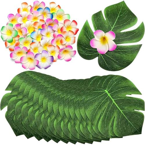 12Pcs Christmas Silk Artificial Monstera Palm Leaves Plumeri