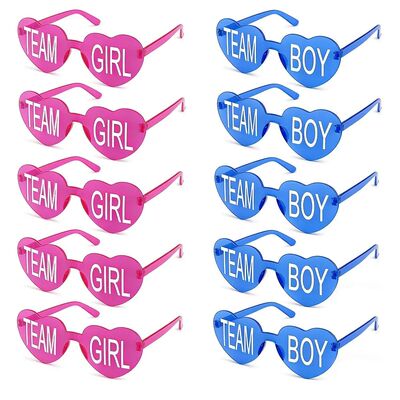 10Pcs Gender Reveal Team Boy Team Girl Glasses Blue and Pink