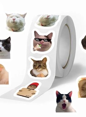 500pcs/roll Funny Cats MEME Cartoon Graffiti Stickers DIY Ph