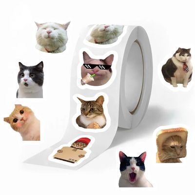500pcs/roll Funny Cats MEME Cartoon Graffiti Stickers DIY Ph
