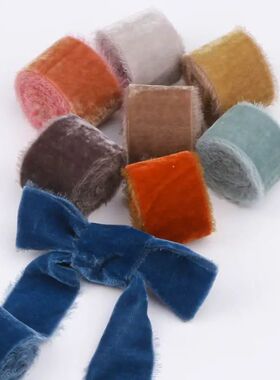 1m/roll Flocking Hand Teared Velvet Ribbon DIY Cake Gift Dec