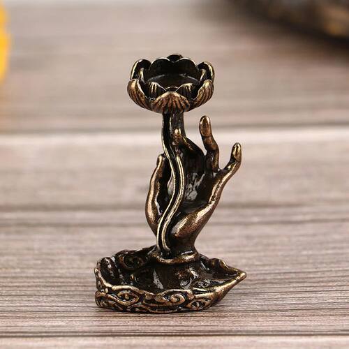 1Pc Vintage Buddha Hand Lotus Incense Burner home decoration