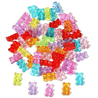 50pcs Colorful Transparent Cute Gummy Bear Acrylic beads for
