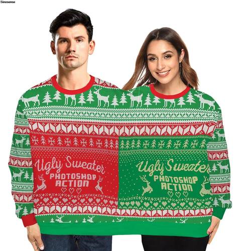 Men Women Two Person Autumn Winter Ugly Christmas Sweater On
