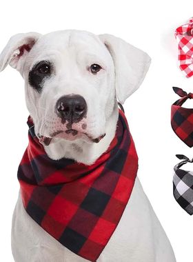 Classic Red Black Plaid Pet Dog Bandana Cat Puppy Kerchief P