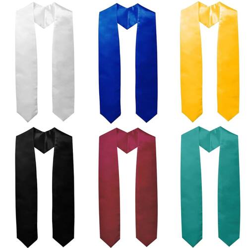 Unisex Graduation Honor 182cm Stole Satin Scarf Solid Color