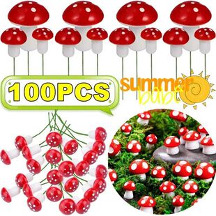 100-10PCS Miniatures Artificial Foam Mushroom Garden Fairy B