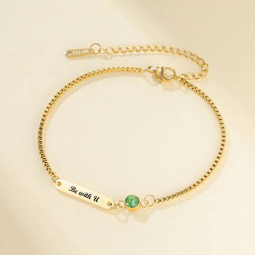 Birthstone Engraved Bar Bracelet Name Initial Date Bracelet