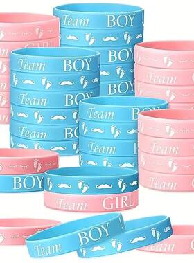 20/30Pcs Team Boy Girl Silicone Bracelets Gender Reveal Part