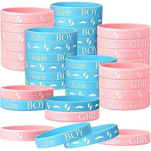 20/30Pcs Team Boy Girl Silicone Bracelets Gender Reveal Part
