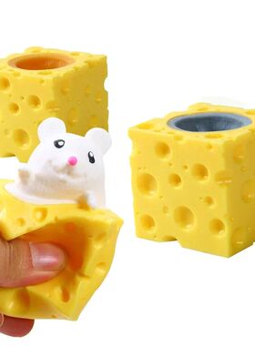 Pop Up Funny Mouse And Cheese Block Squeeze Anti Stress Toy