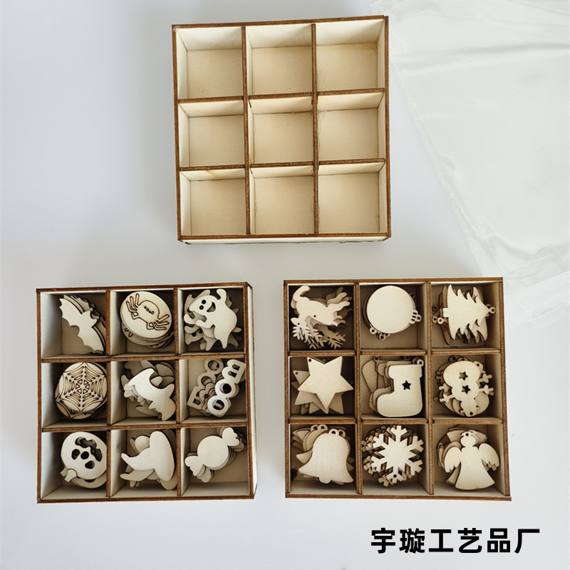 Jiugongge Box Halloween Cartoon Wood Christmas Diy Handmade