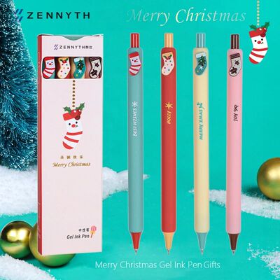 4 Pcs/Set Merry Chrismas Gel Pen Cute Cartoon Best Wishes Ch